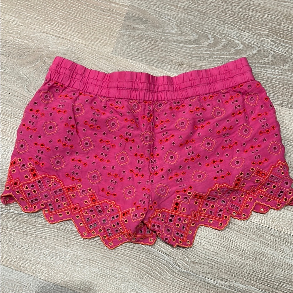 Pink Embroidered Eyelet Shorts - Picture 2 of 4